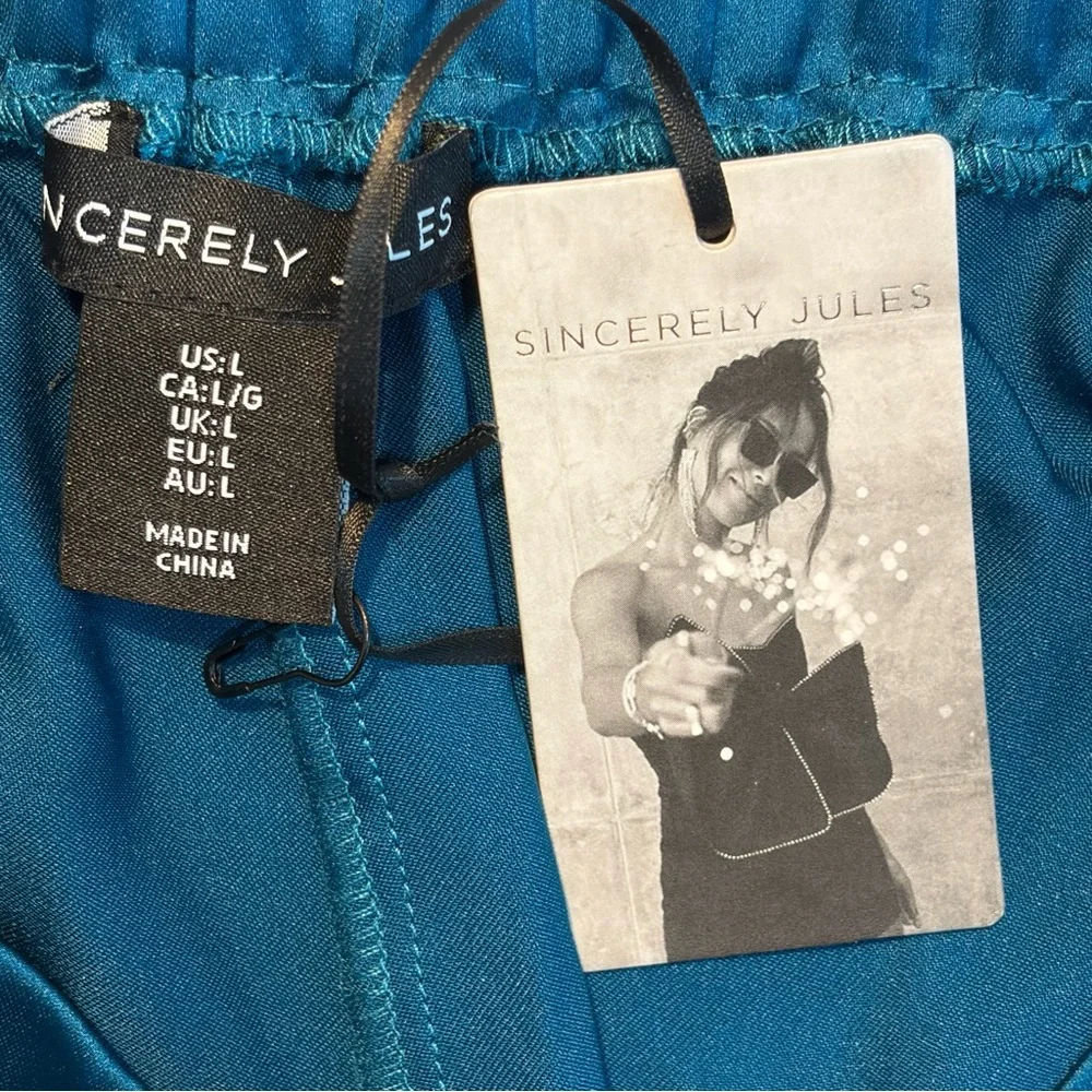 NWT Sincerely Jules Teal Wide-Leg Silky Dress Pants